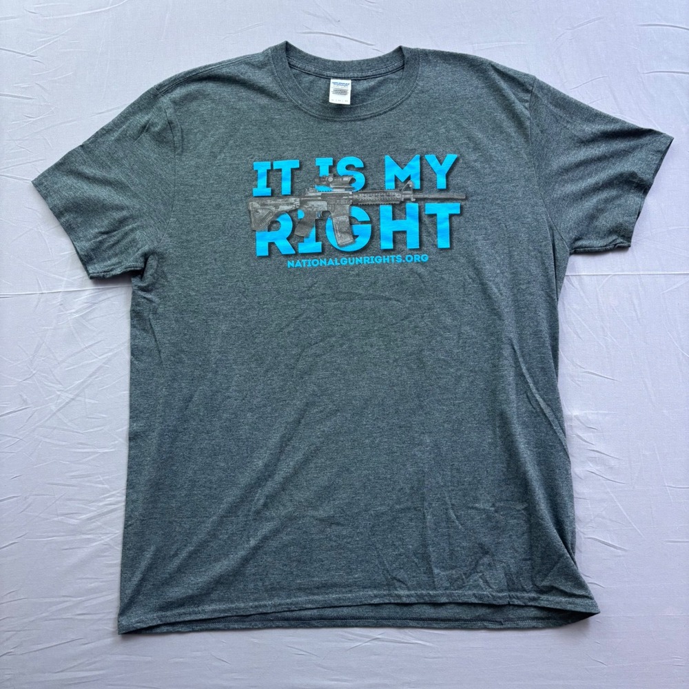 Gildan Softstyle It Is My Right Gun Rights AR T-Shirt Mens XL Gray Heather